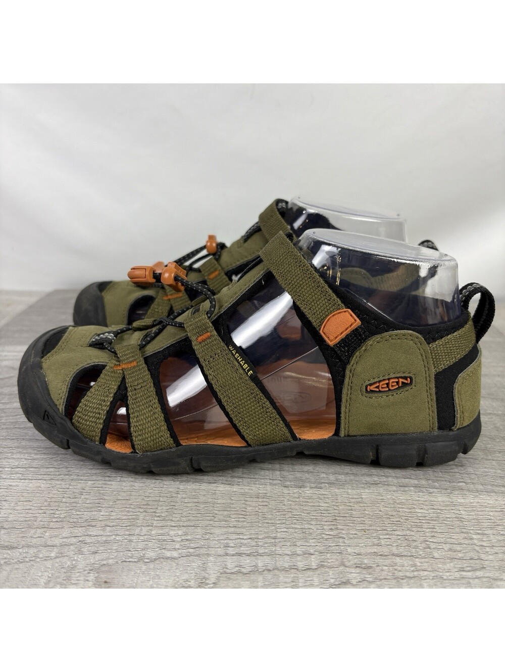 KEEN Kids Seacamp II CNX Sandals Olive Green Orange Size 4Y (Women's Equiv 5.5)